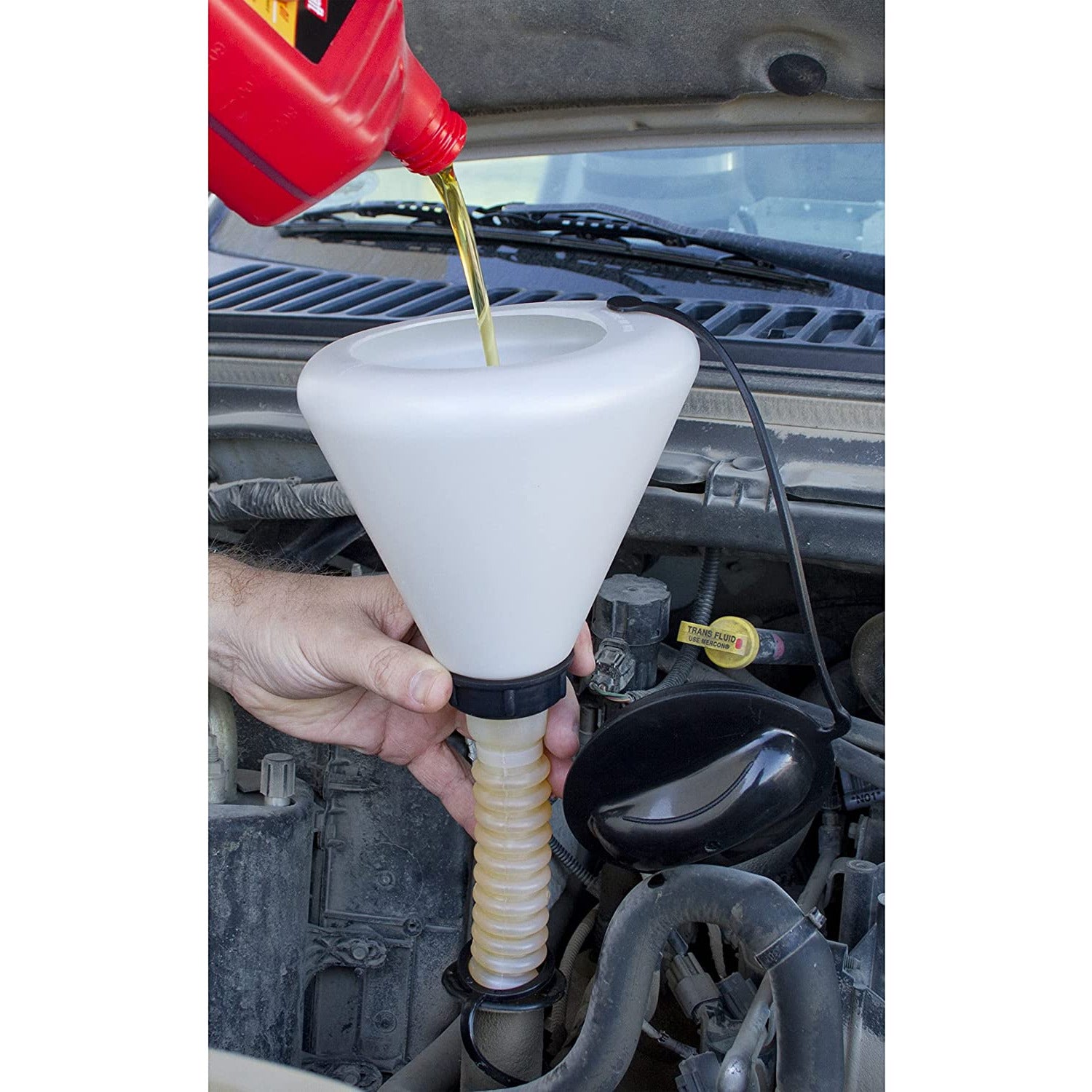 LST 19832 Lisle Plastic Funnel W/ Lid & Spout Cap (1.6 QT)