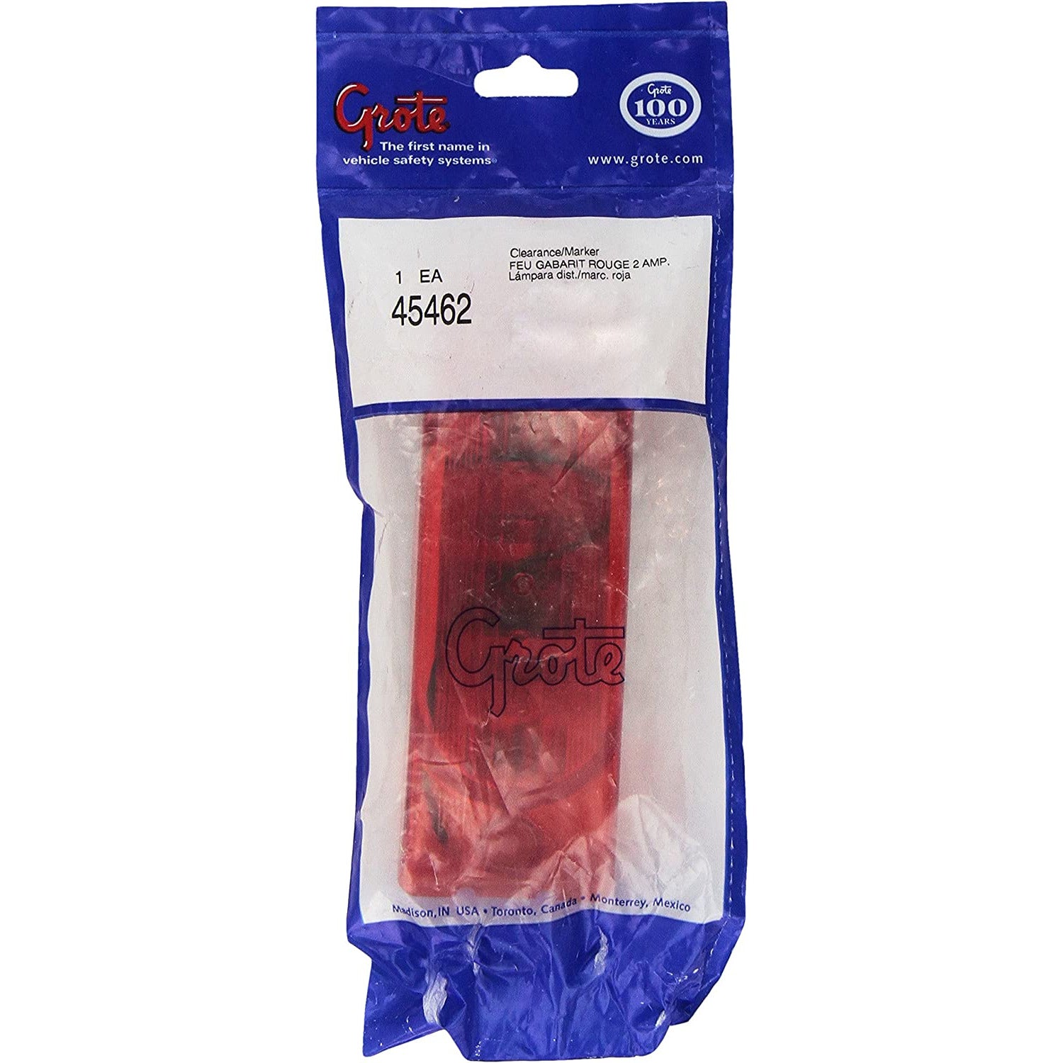 LTG 45462 Grote Two-Bulb Turtleback Rectangle Clearance Marker Light (Optic, Red)
