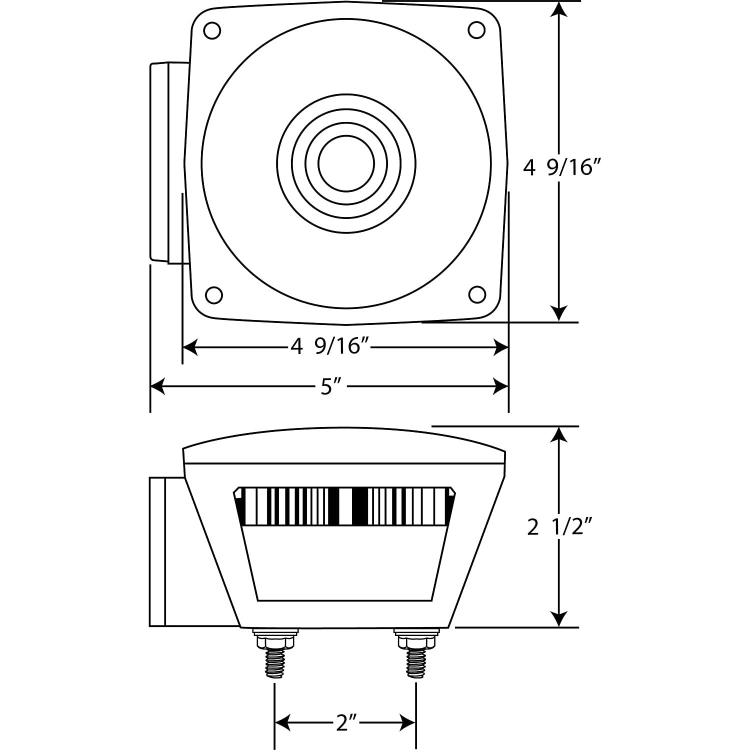 DLT ST9RS Optronics Combination Tail Light With License Plate Light & Side Marker (Left, Square, Stud)
