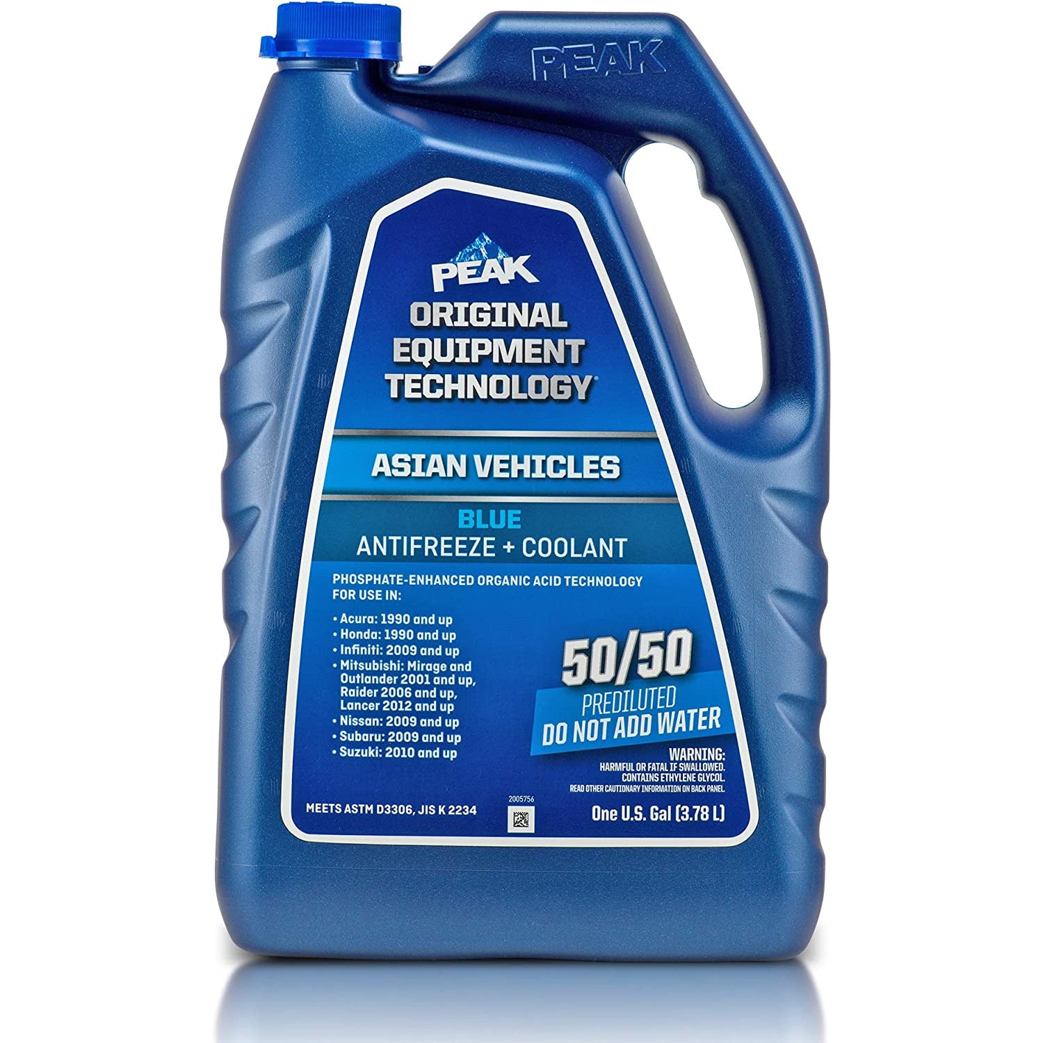 (870) PABB53 Peak OET Asian Antifreeze/Coolant Prediluted 50/50 (Blue, 1 Gal)