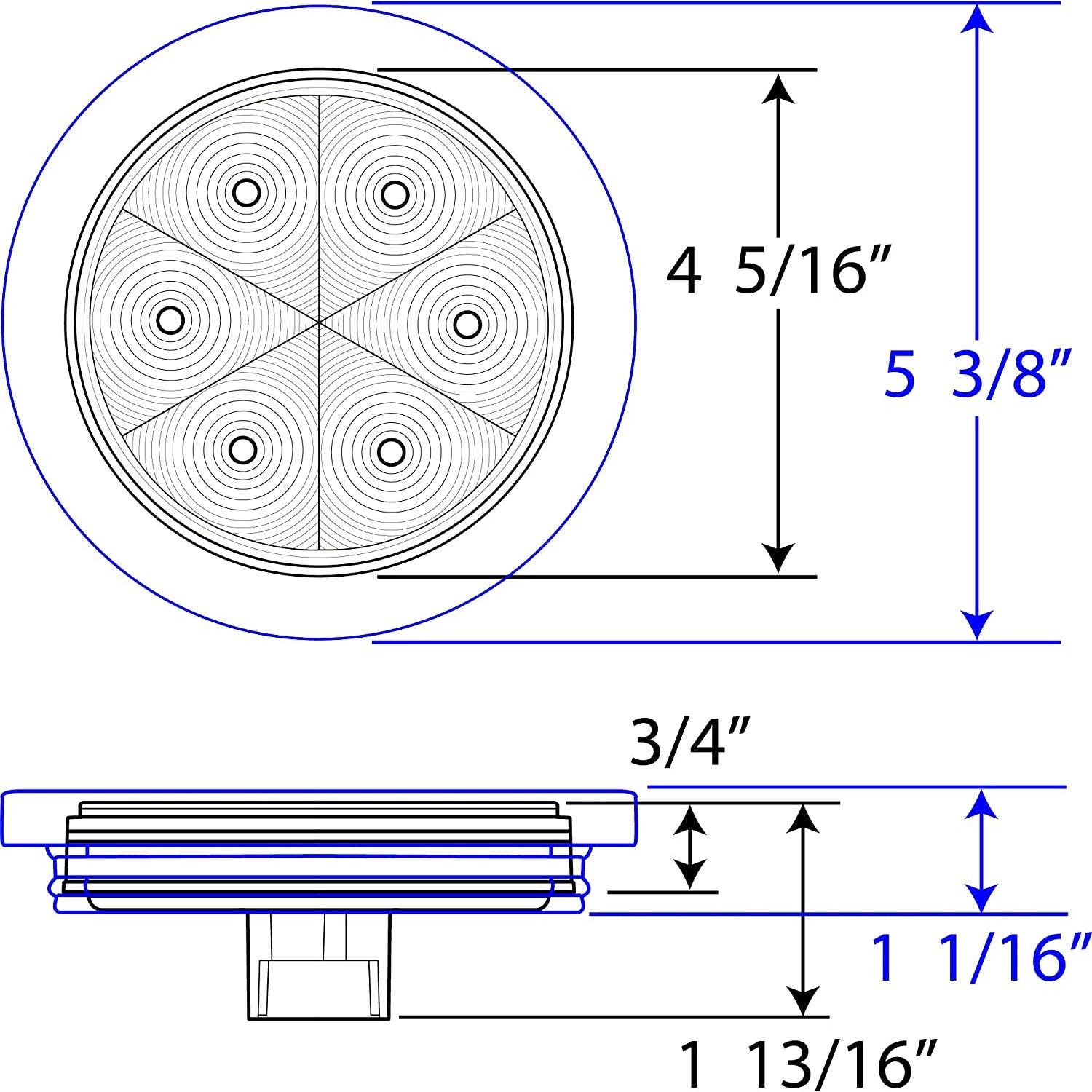 DLT STL13RK Optronics LED Combination Tail Light (4.25" Round, Grommet)