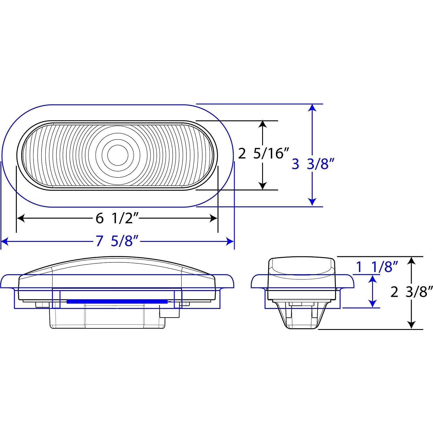 DLT ST70RK Optronics Flush Mount Combination Tail Light (6" Oval, Grommet)