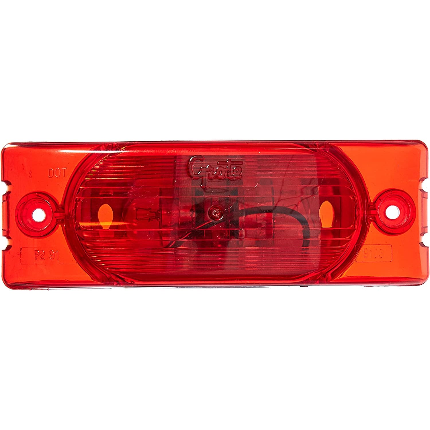 LTG 45462 Grote Two-Bulb Turtleback Rectangle Clearance Marker Light (Optic, Red)