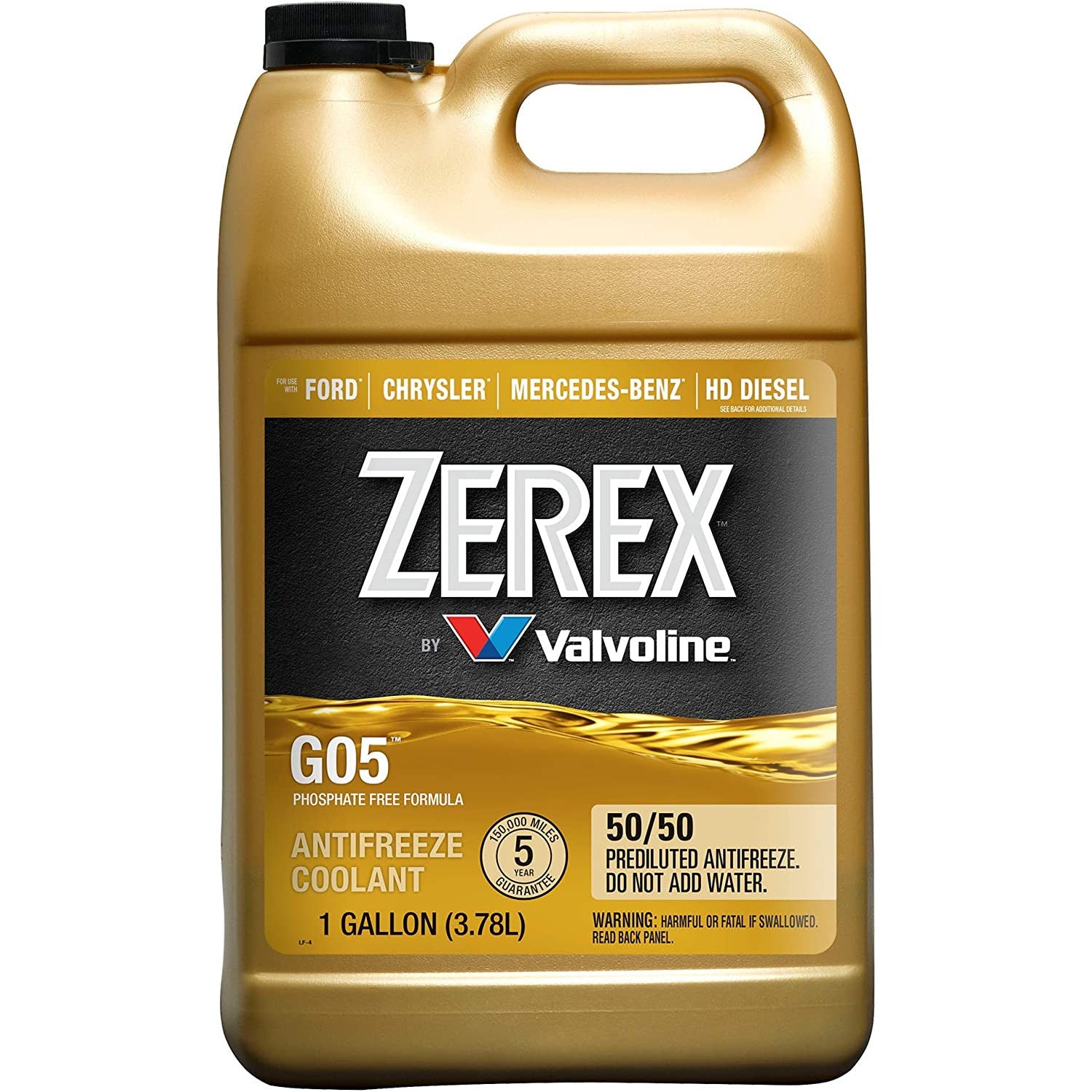 (870) ZXG05RU1 Zerex G-05 Antifreeze/Coolant Prediluted 50/50 (Yellow, 1 Gal)
