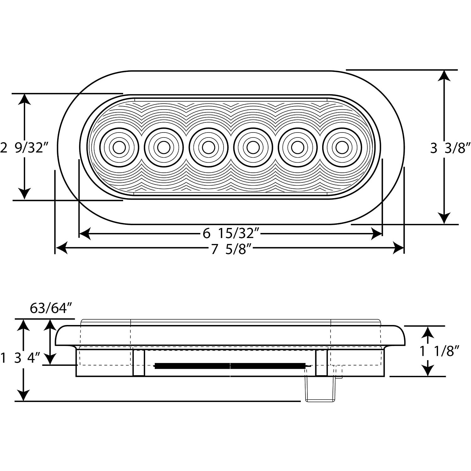 DLT STL12RK Optronics LED Combination Tail Light (6" Oval, Grommet)