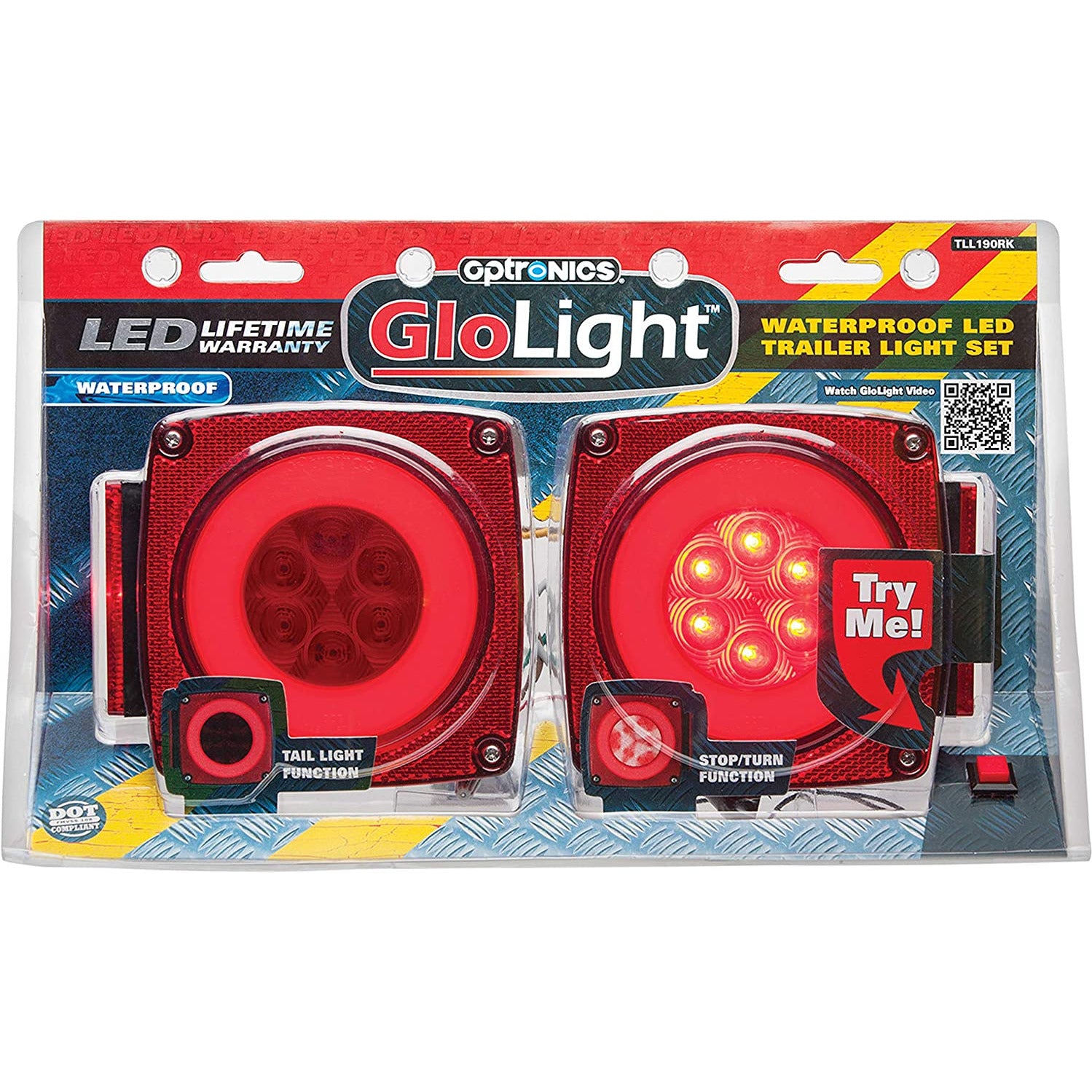 DLT TLL190RK Optronics Glolight LED Combination Trailer Tail Light Kit (5" Square, Stud)