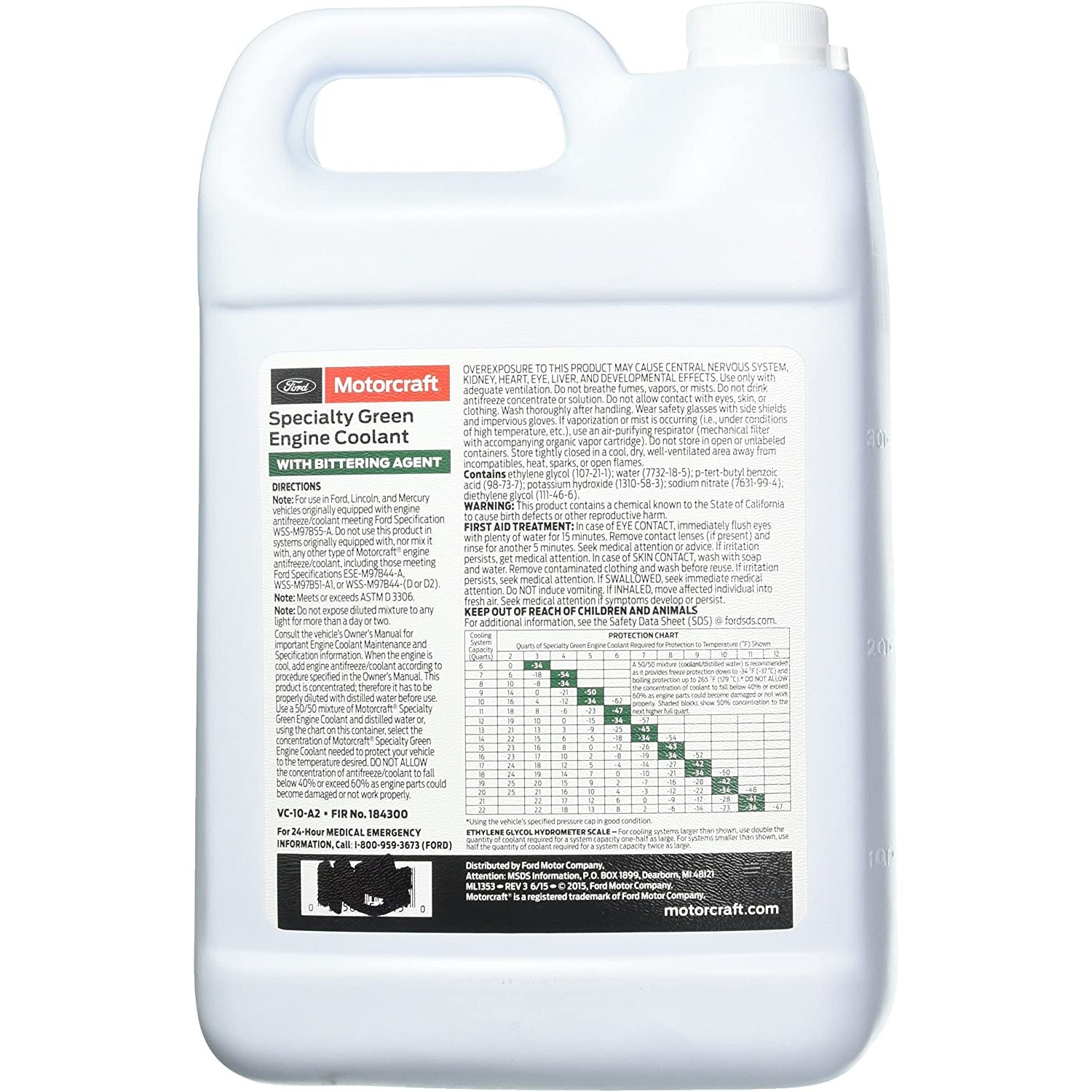 XFM VC10A2 Motorcraft Antifreeze/Coolant Concentrated w/ Bittering Agent (Specialty Green, 1 Gal)