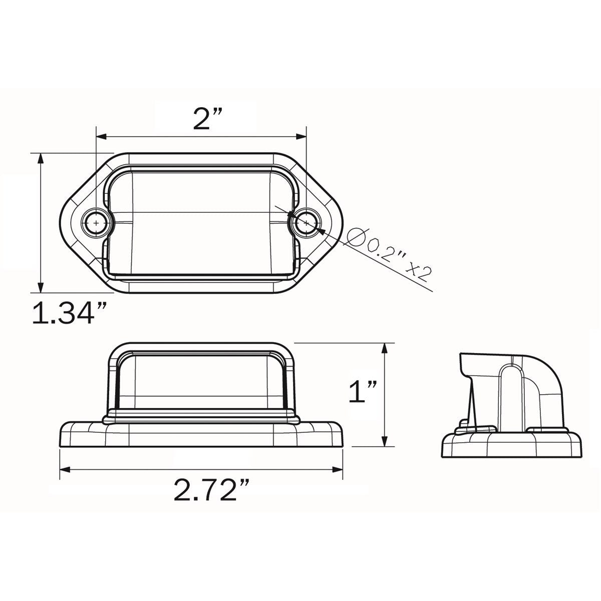 DLT LPL31CS Optronics LED Mini License Plate Light 24V (2" Oblong, Chrome, Surface)