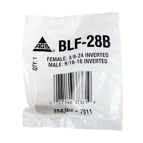 BL BLF-28B AGS Brass Adapter (Female 3/8-24 Inverted to Male 9/16-18 Inverted)