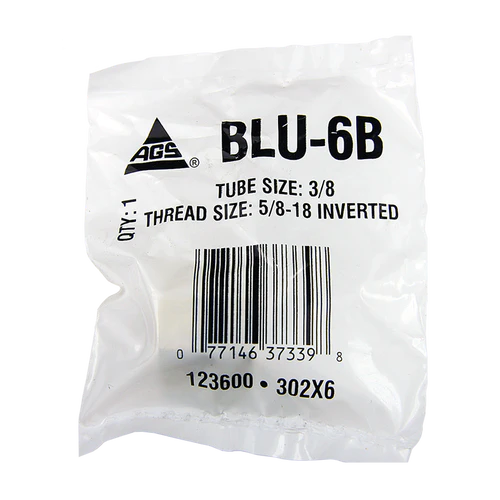 BL BLU-6B AGS Brass Brake Line Union 3/8" (5/8-18 Inverted)