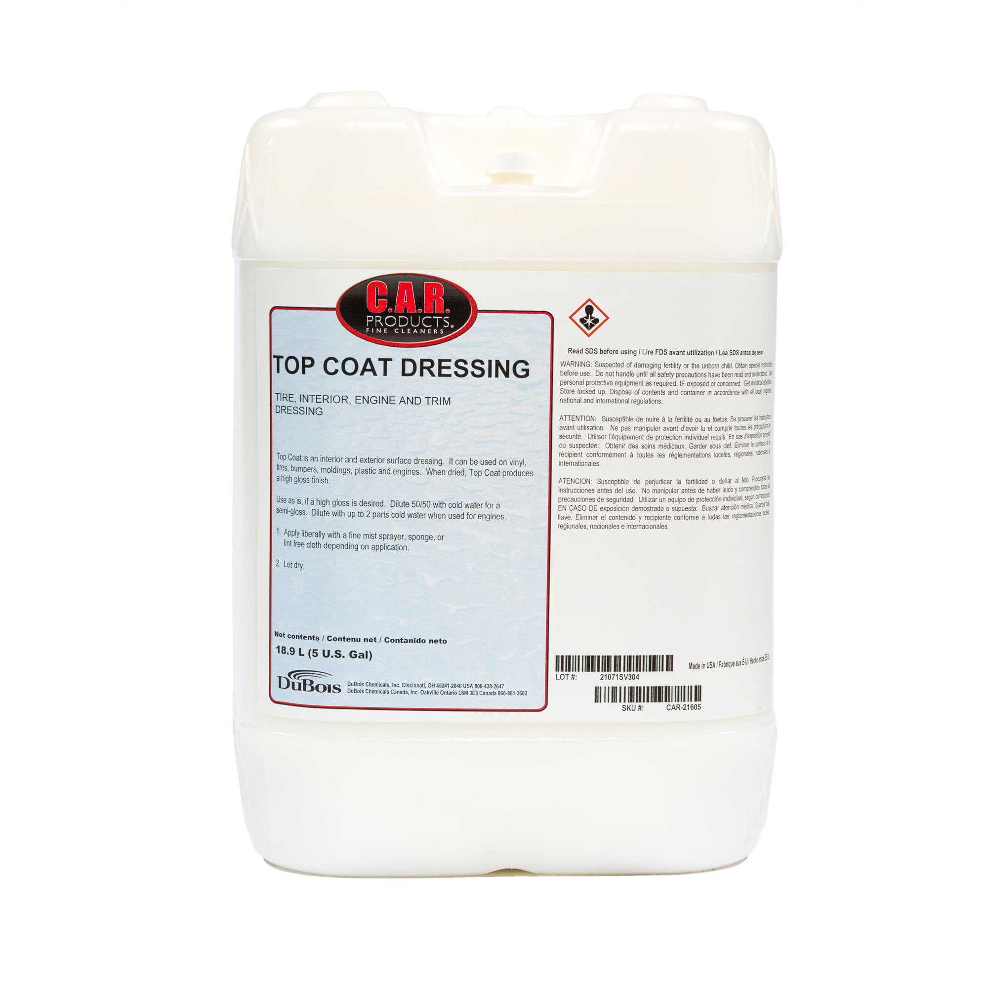 XCP CAR-21605 CAR Products Top Coat Dressing (5 gal)