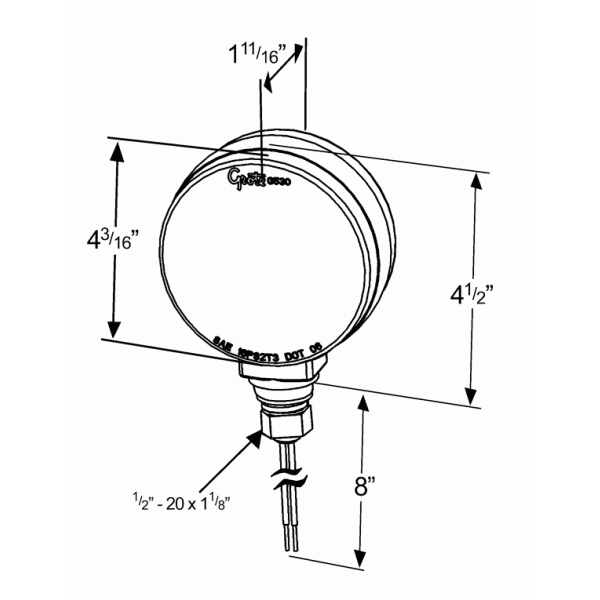 LTG G5300 Grote Hi Count Double-Face LED Stop Tail Turn Light (4" Round, Pedestal)