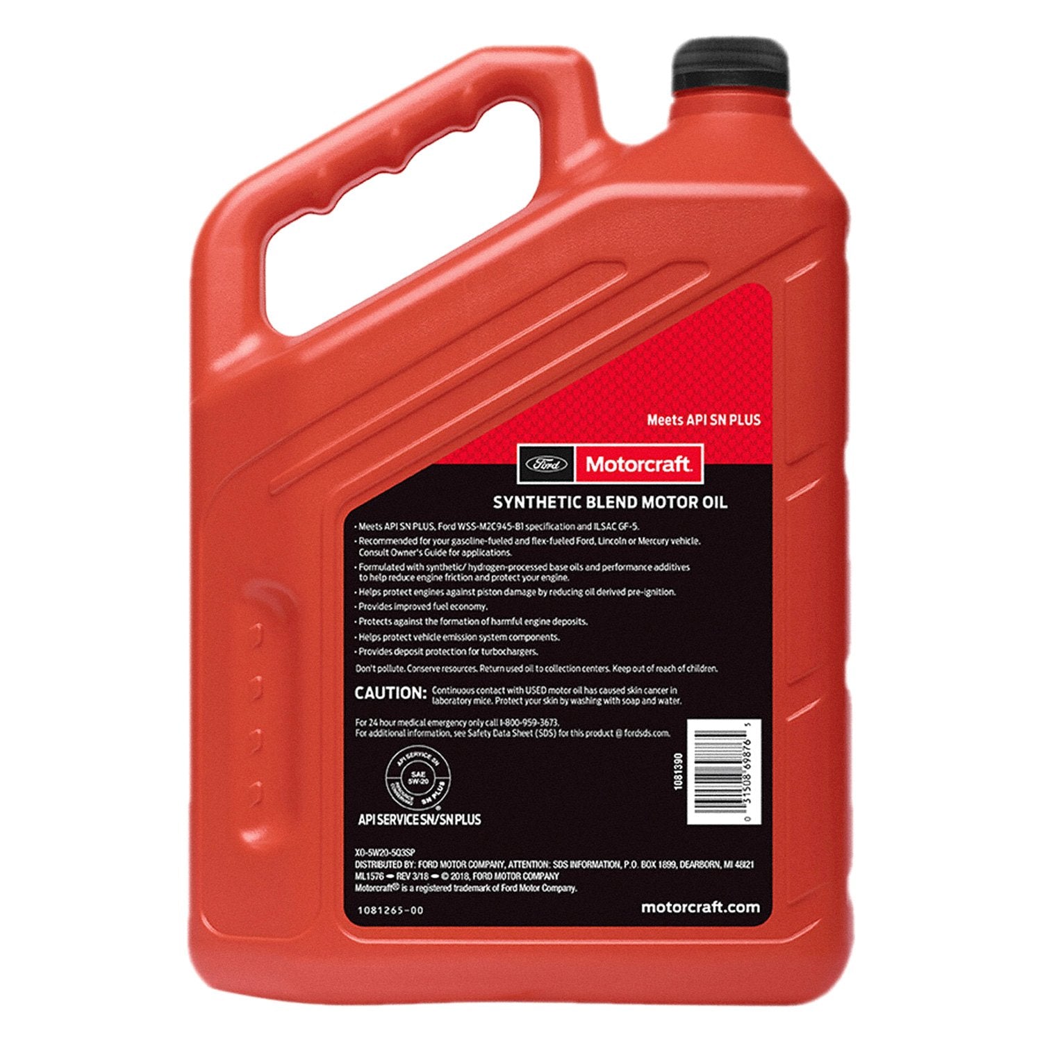 MCO XO-5W20-5Q3SP Motorcraft SAE 5W-20 Synthetic Blend Motor Oil (5 qt)