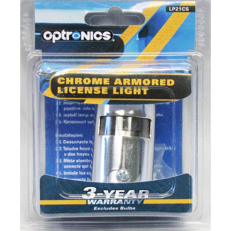 DLT LP21CS Optronics Heavy Duty License Plate Light (2" Long Round, Chrome, Surface)