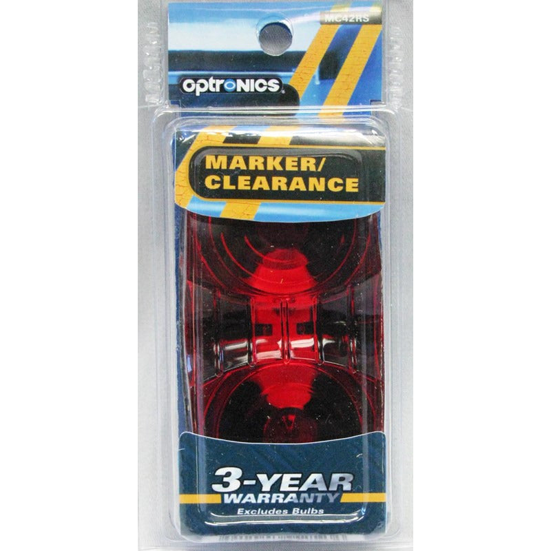 DLT MC42RS Optronics 2-Bulb Marker/Clearance Light (4" Double Bullseye Rectangle, Red, Surface)