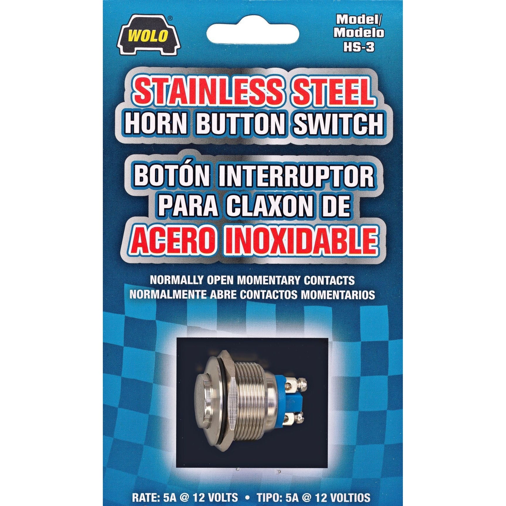 WLO HS-3 Wolo Stainless Steel Horn Button Switch