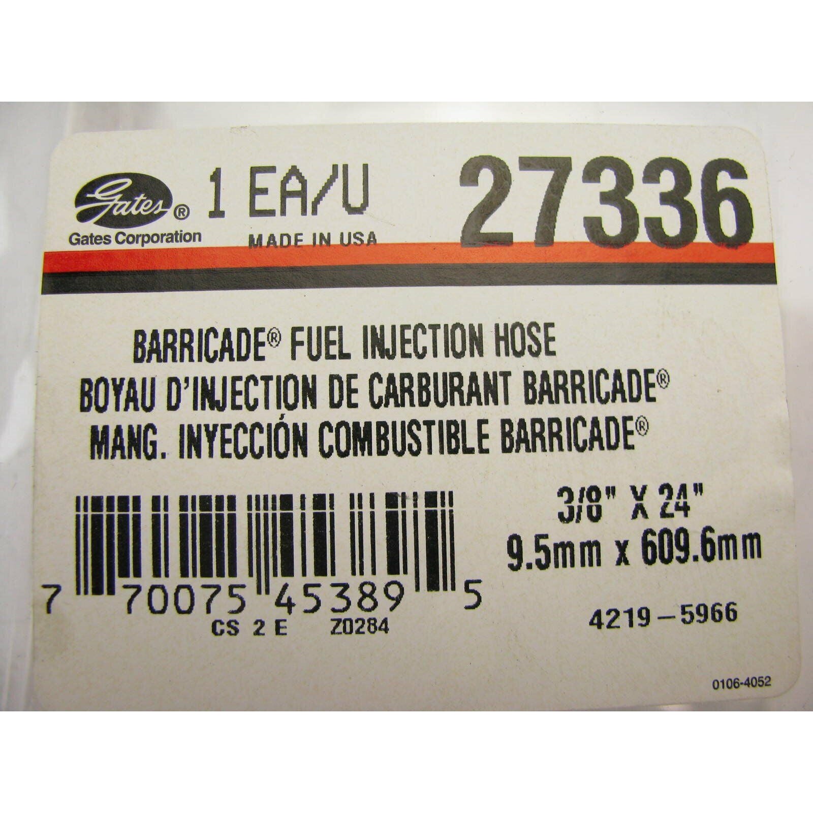 RBR 27336 Gates Barricade MPI Fuel Hose 3/8" ID (2 FT)