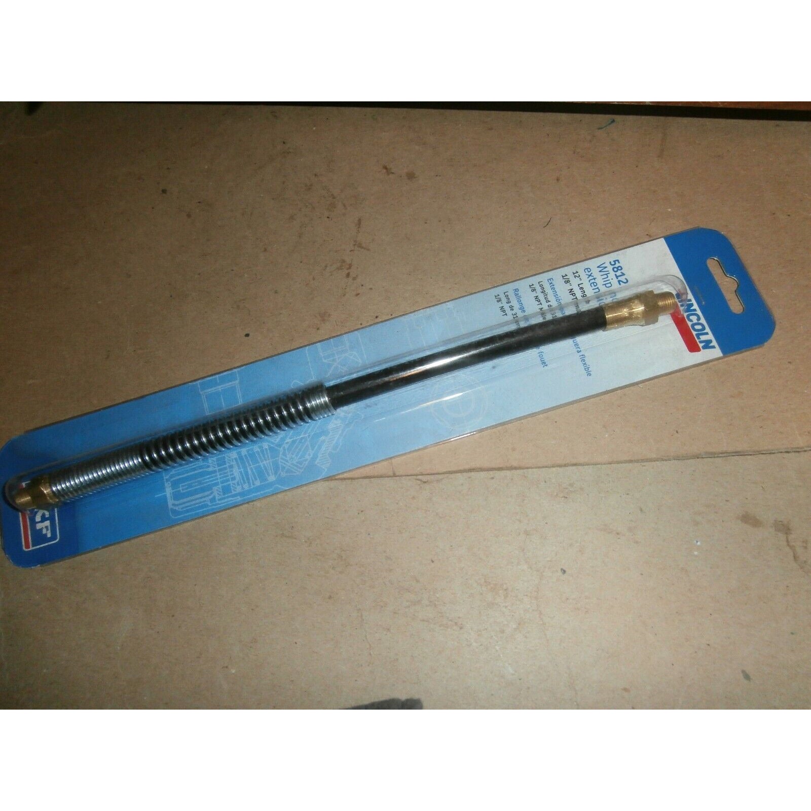 ET LIN5812 Lincoln Grease Gun Flex Hose Extension w/ Spring Guard (12", 1/8" MNPT)