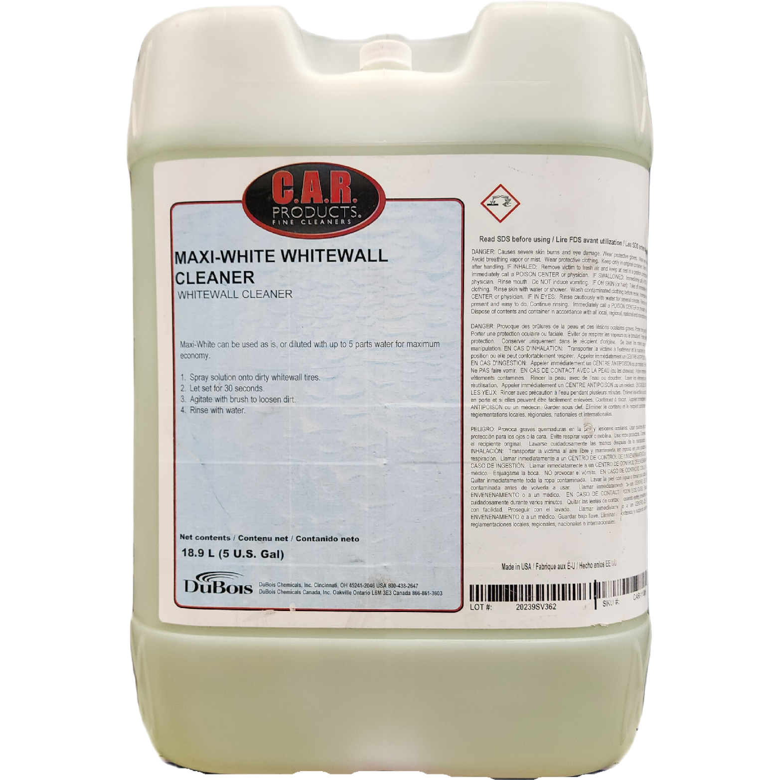 XCP CAR-11005 CAR Products Maxi-White Whitewall Cleaner (5 gal)