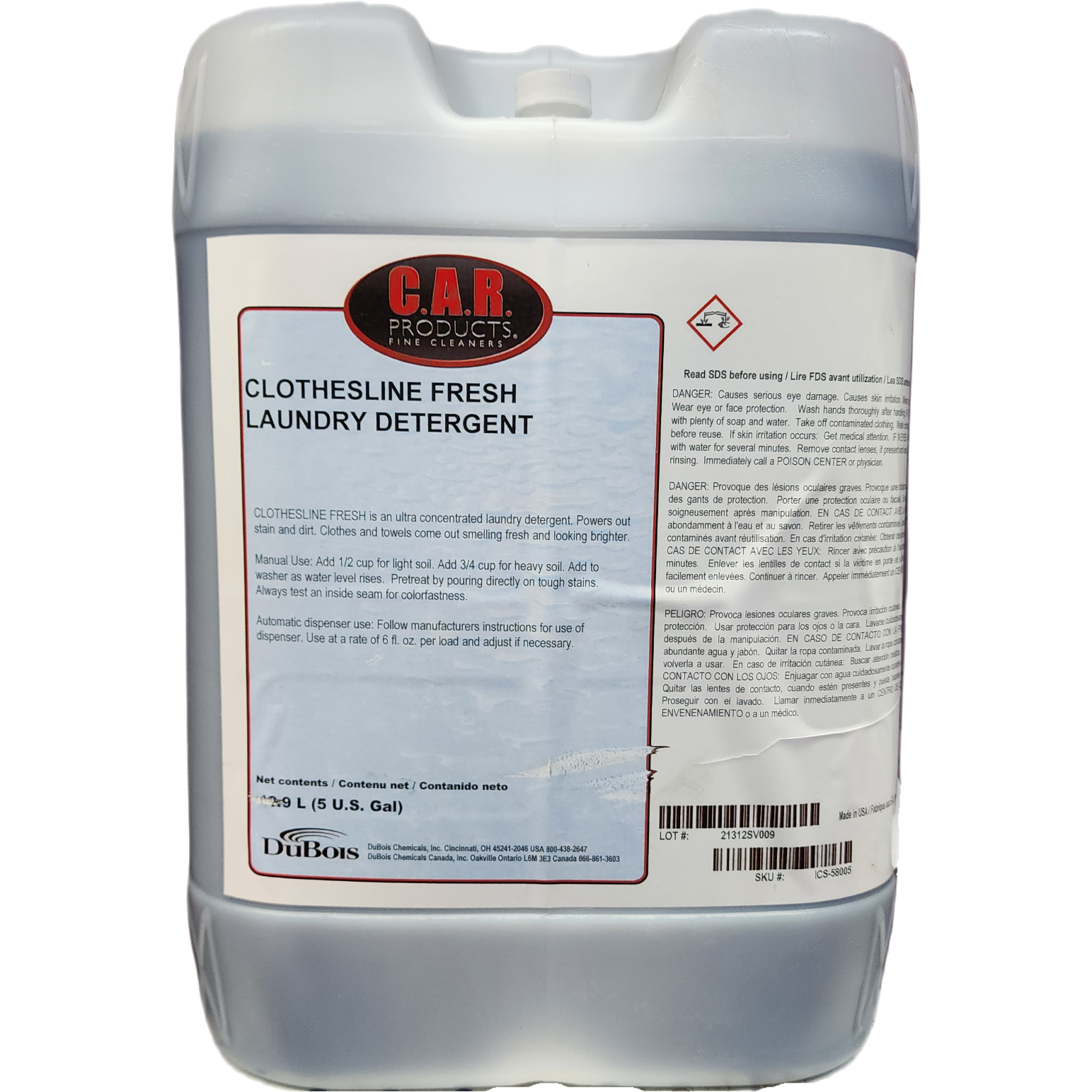 XCP ICS-58005 CAR Products Clothesline Fresh Ultra Concentrated Laundry Detergent (5 gal)