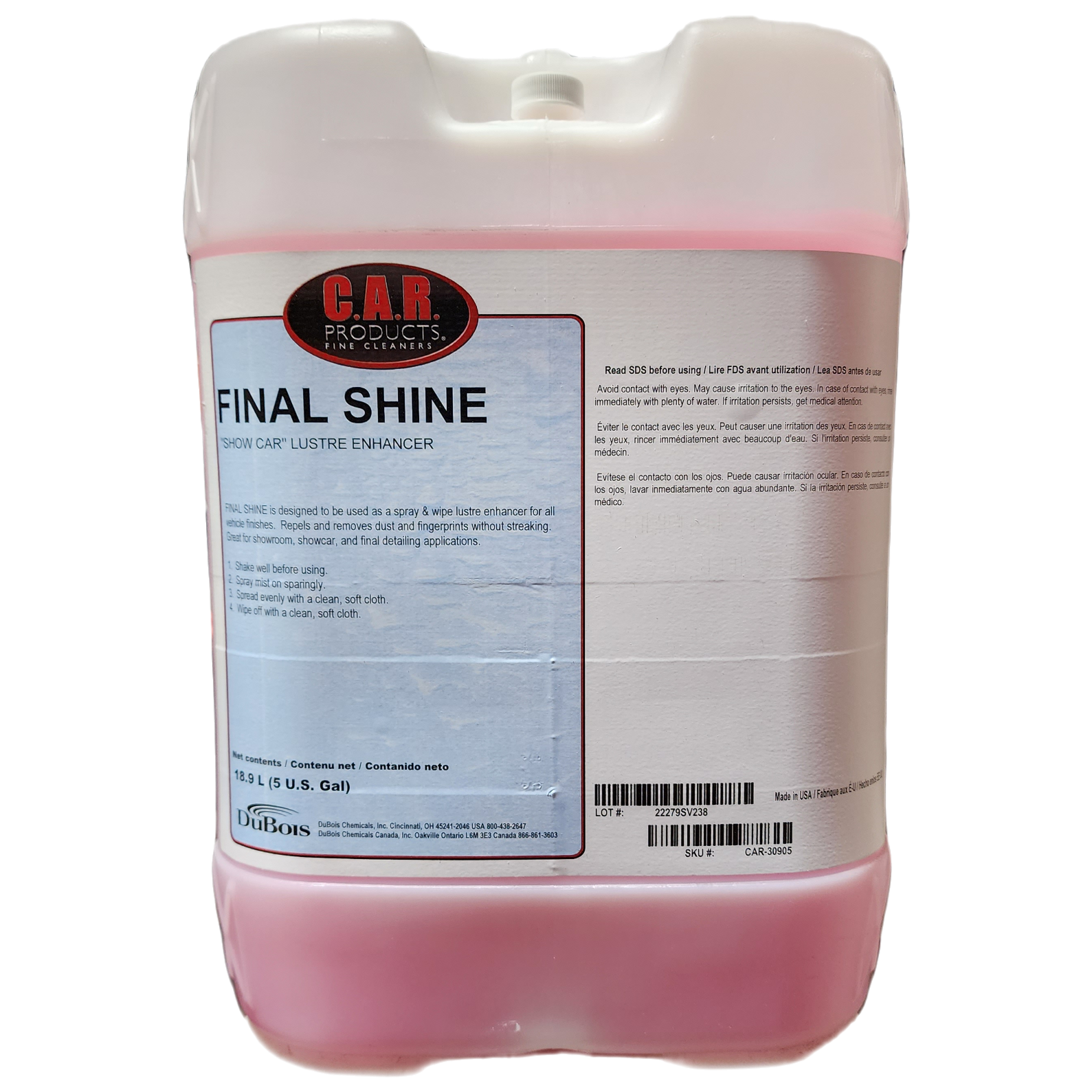 XCP CAR-30905 CAR Products Final Shine Gloss Enhancer (5 gal)