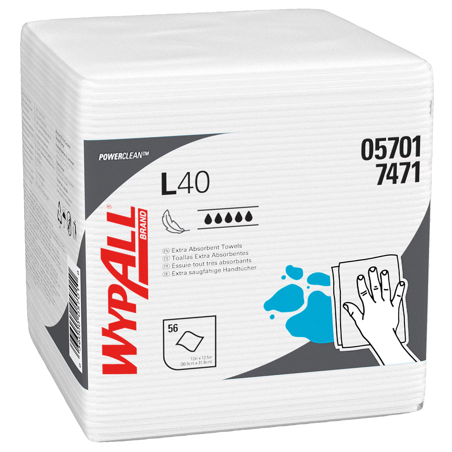 (807) 05701 Scott WypAll PowerClean Extra Absorbent White Shop Towels (56 pk)