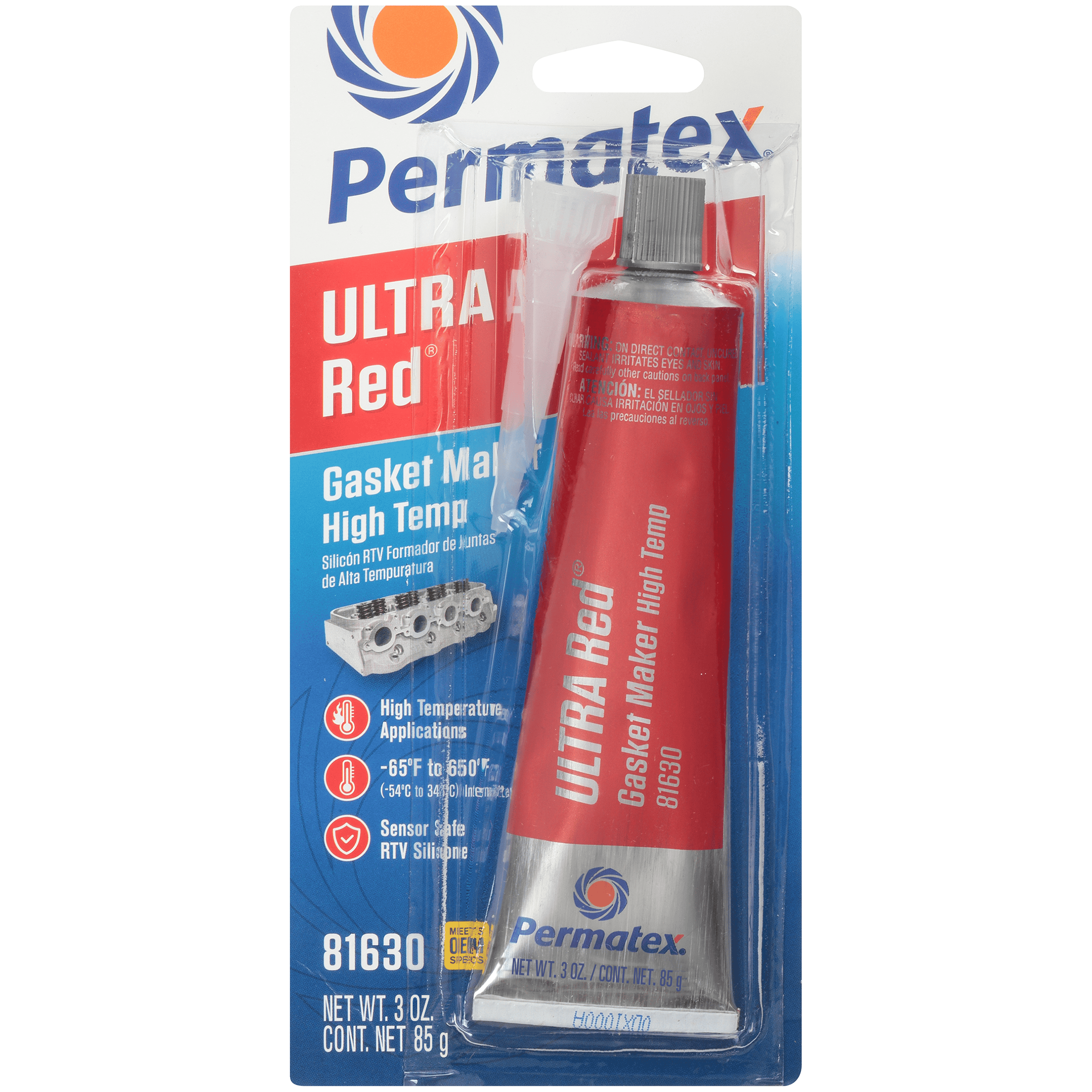 (735) 81630 PERMATEX ULTRA RED RTV Silicone Gasket Maker, 3 oz. tube
