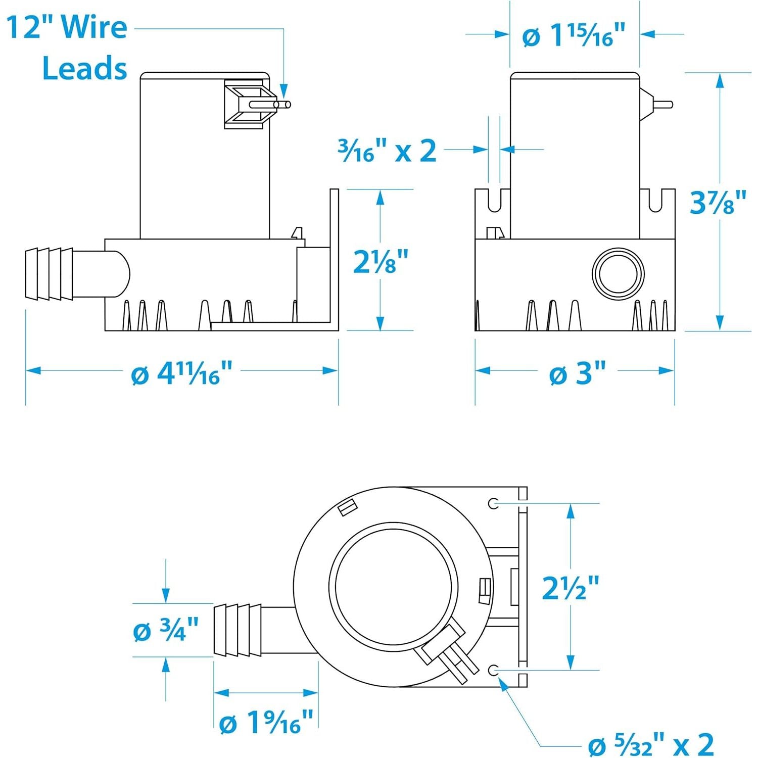 VLM 19261 Valmar Mini Bilge Pump (450 GPH)