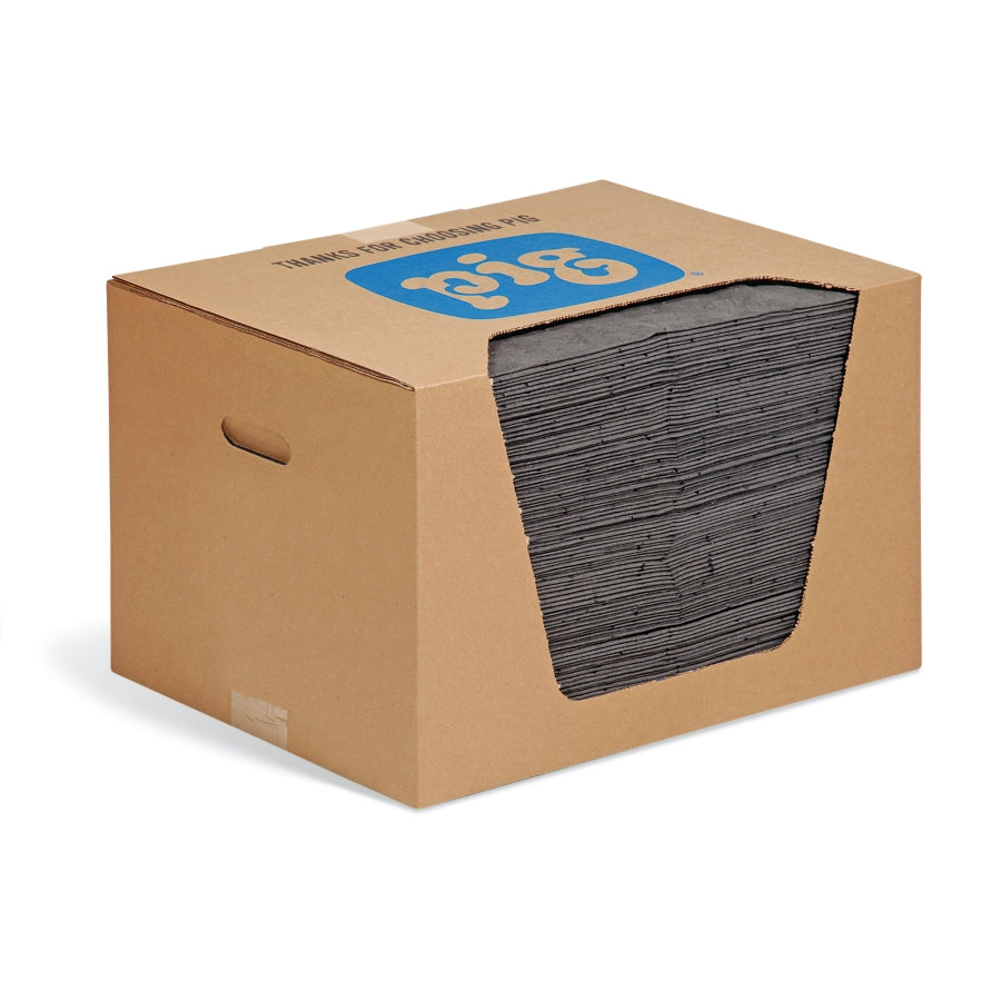 (708) MAT240 New Pig Universal Heavyweight Absorbent Pig Mat Dispenser Box (15" W x 20" L) (100 pk)