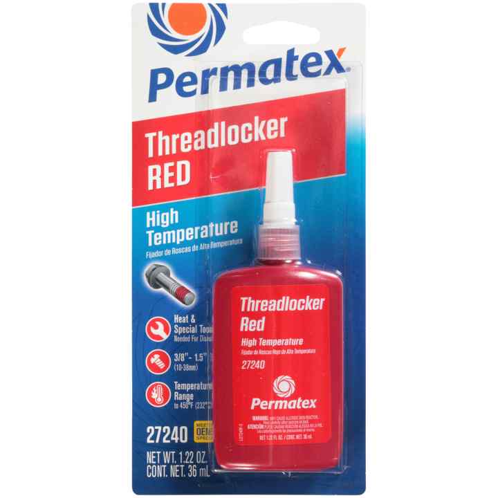 (735) 27240 Permatex High Temperature Threadlocker Red, 36 ml