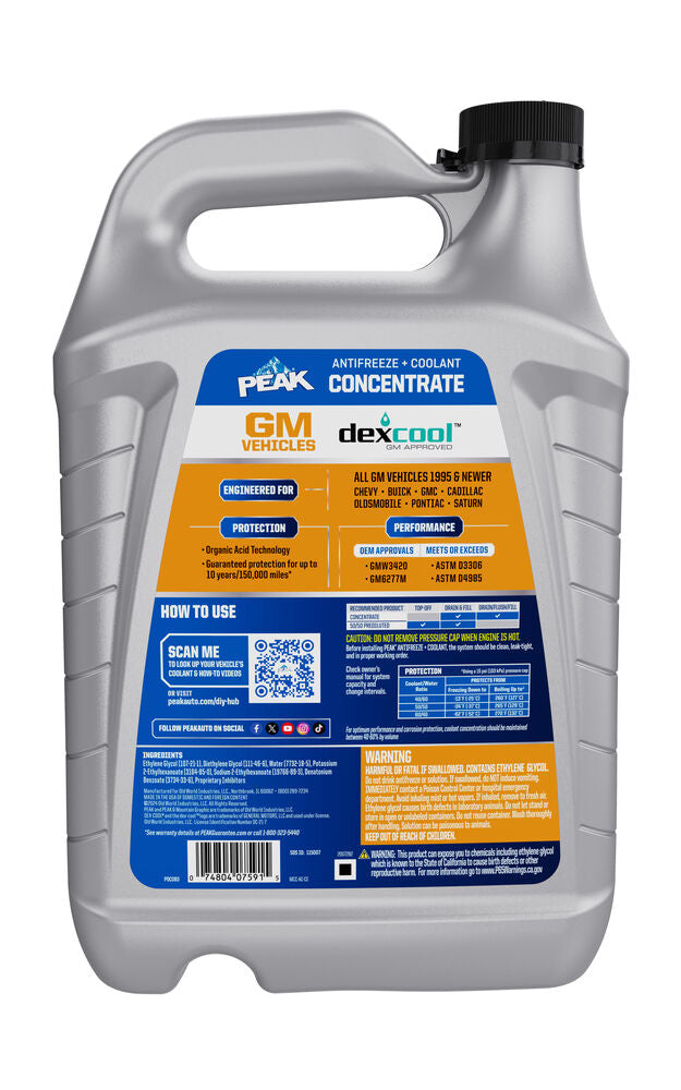 (870) PDC0B3 Peak Dex-Cool Dexcool Antifreeze/Coolant Concentrated (Orange, 1 Gal)