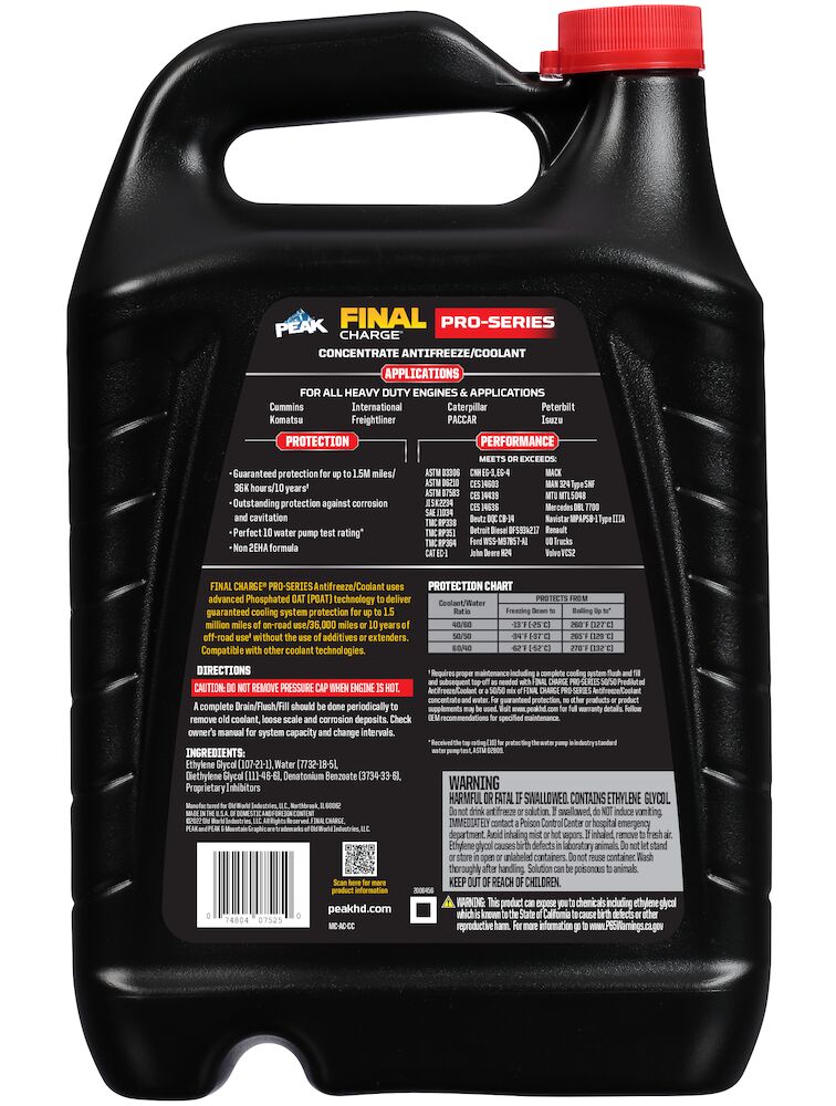 (870) FPR0B3 Peak FINAL CHARGE Pro-Series Nitrite-Free Antifreeze/Coolant Concentrate (Red, 1 Gal)