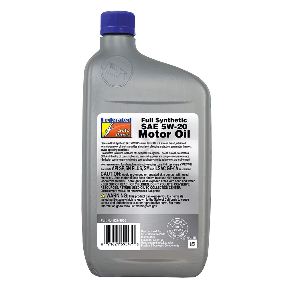 (130) 5279005 Federated SAE 5W20 Full Synthetic Motor Oil - Quart