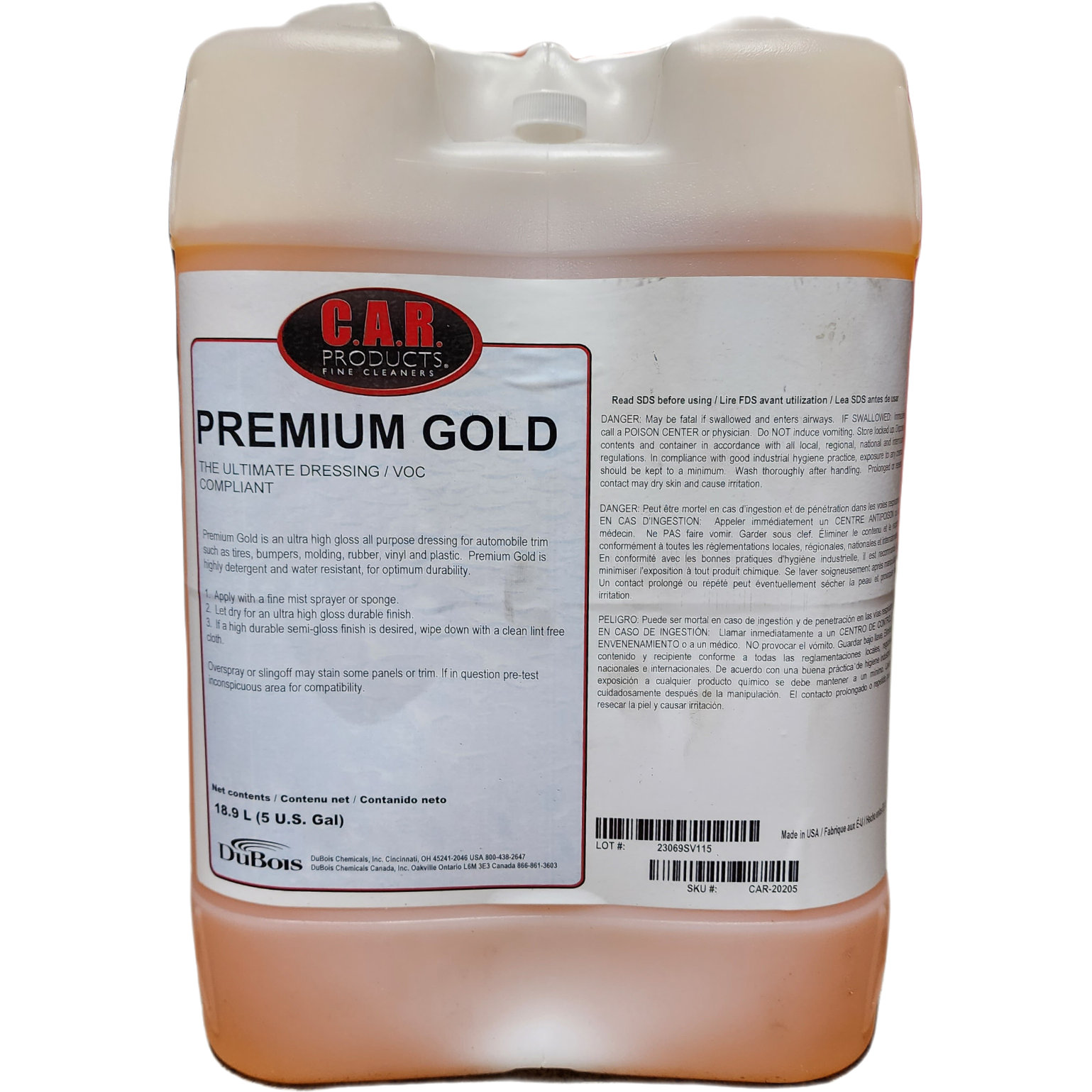 XCP CAR-20205 CAR Products Premium Gold Ultimate Dressing (5 gal)