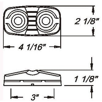 DLT MC42RS Optronics 2-Bulb Marker/Clearance Light (4" Double Bullseye Rectangle, Red, Surface)