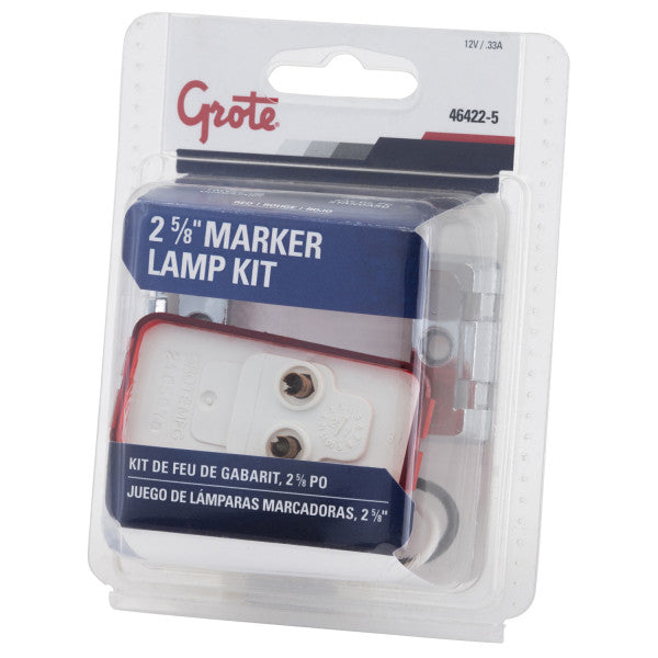 LTG 46422-5 Grote Rectangle Clearance Marker Light Kit (3", Red, 43980 + 67050)
