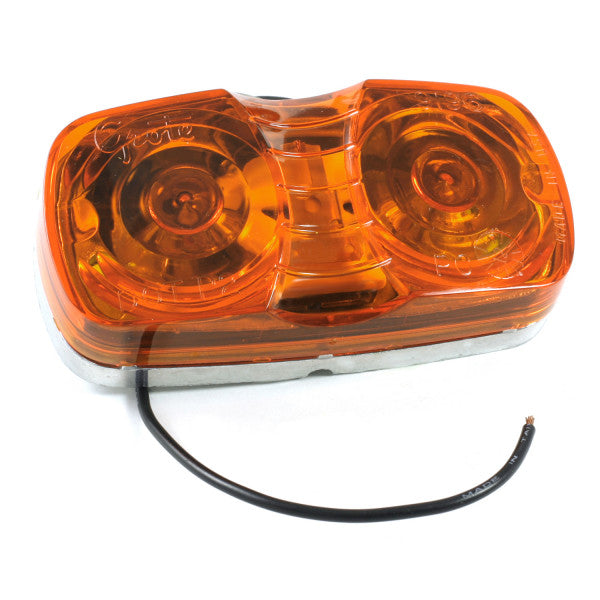 LTG 46783 Grote Two-Bulb Square-Corner Clearance Marker Light (Amber, Die-Cast)