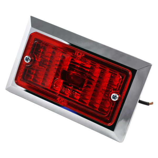 LTG 47052 Grote Chrome Plated Rectangular Clearance Marker Light (4", Red)
