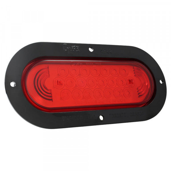 LTG 53622 Grote SuperNova LED Stop Tail Turn Light w/ Theft Resistant Flange (6" Oval, Red, 3 Male Pin)