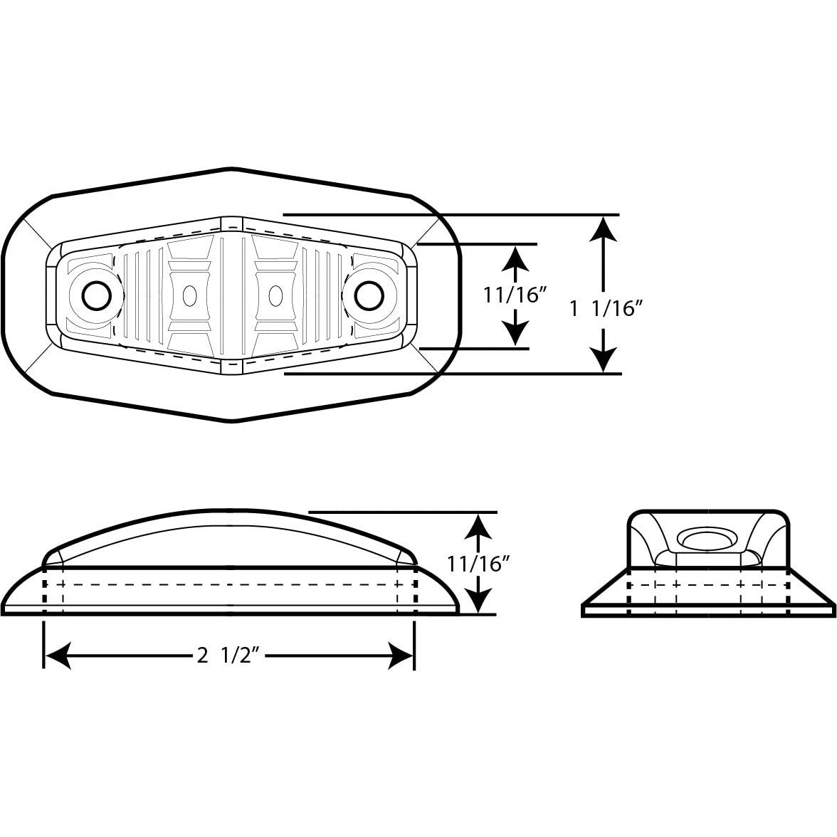 DLT MCL13RTRS Optronics LED Sealed Marker/Clearance Light Kit (2.5" Oblong, Red, Surface)