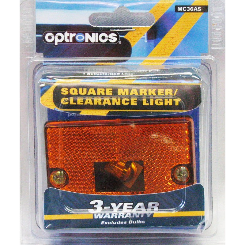 DLT MC36AS Optronics Marker/Clearance Light (2.5" Rectangle, Reflective, Amber, Stud)