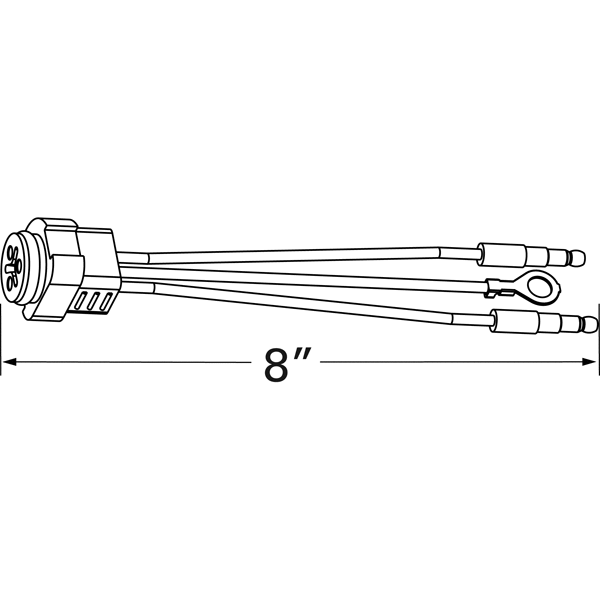 LTG 66841 Grote Stop Tail Turn 3-Wire Plug-In Pigtail for Male Pin Lights (Straight, 8")