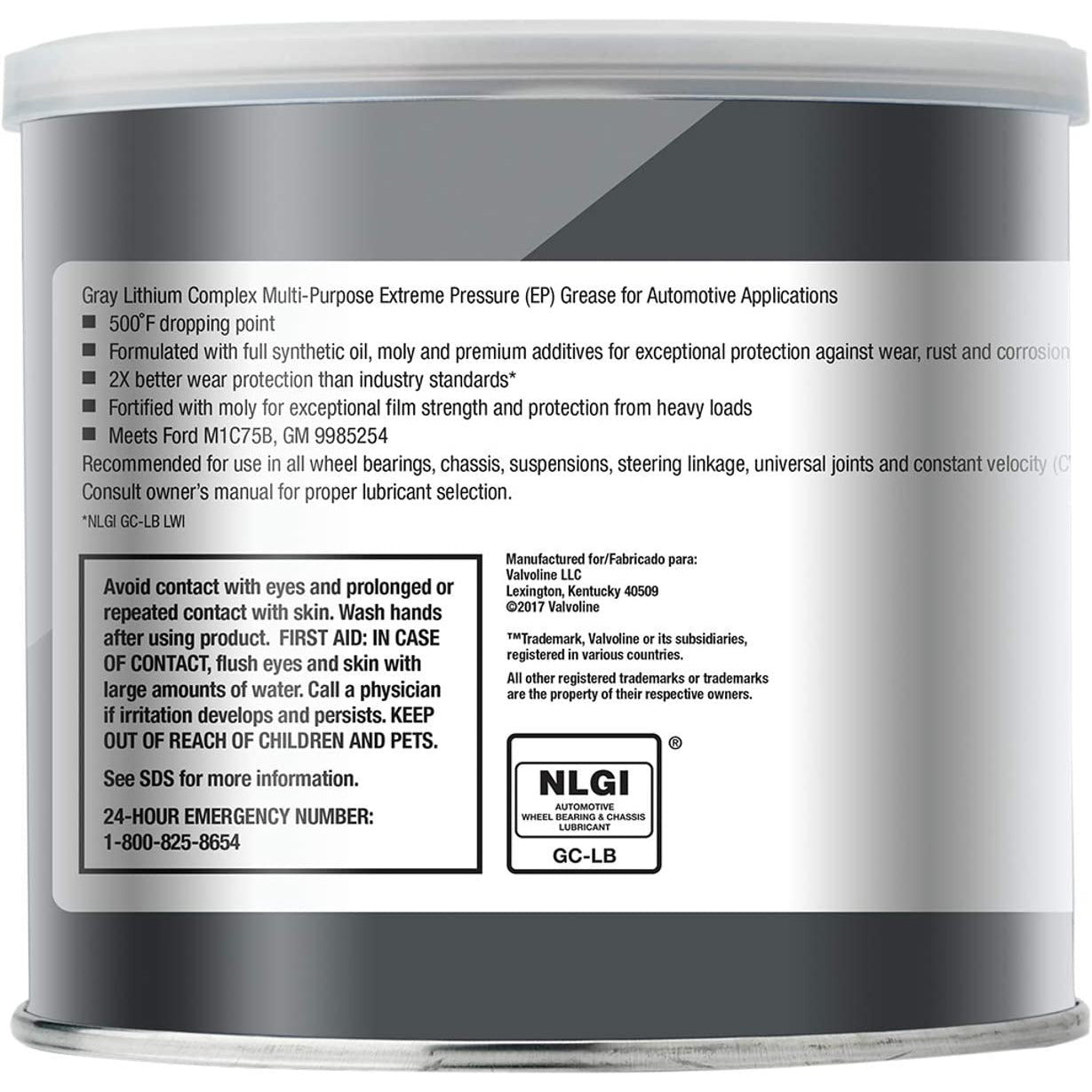 VAL VV986 Valvoline Full Synthetic Moly-Fortified Gray Grease (1 lb)