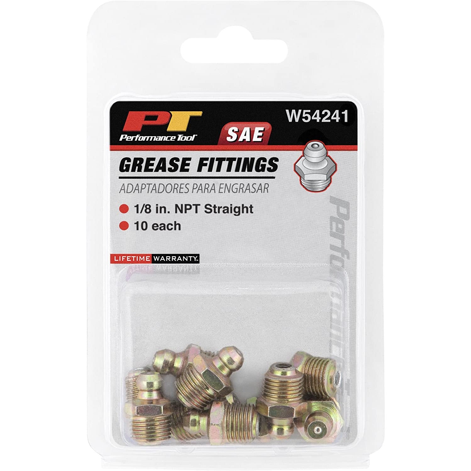 WIL W54241 Performance Tool Straight 1/8" SAE Grease Fittings (10 pk)