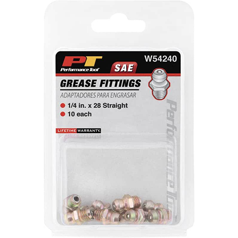 WIL W54240 Performance Tool Straight 1/4" SAE Grease Fittings (10 pk)