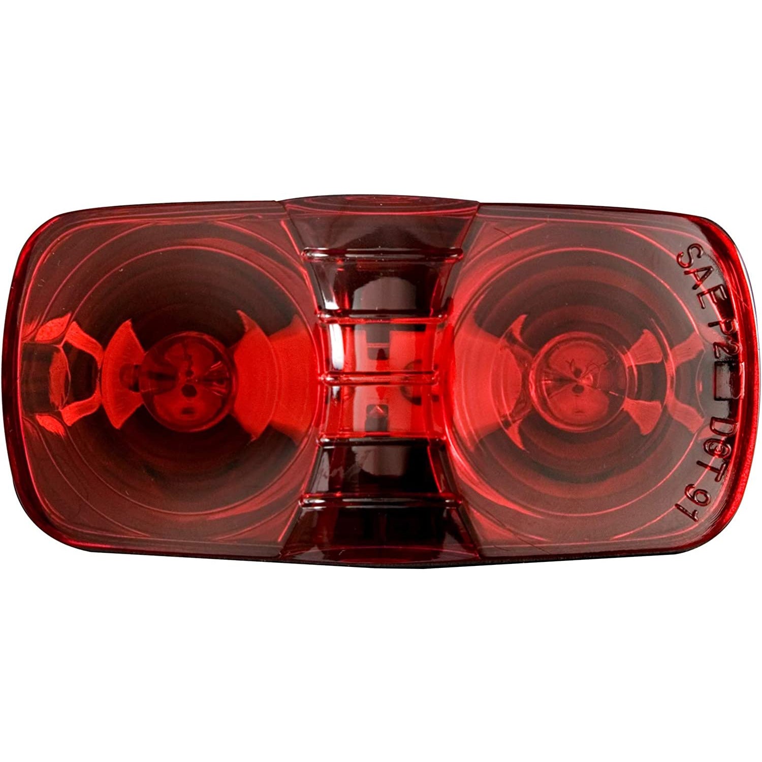 DLT MC42RS Optronics 2-Bulb Marker/Clearance Light (4" Double Bullseye Rectangle, Red, Surface)