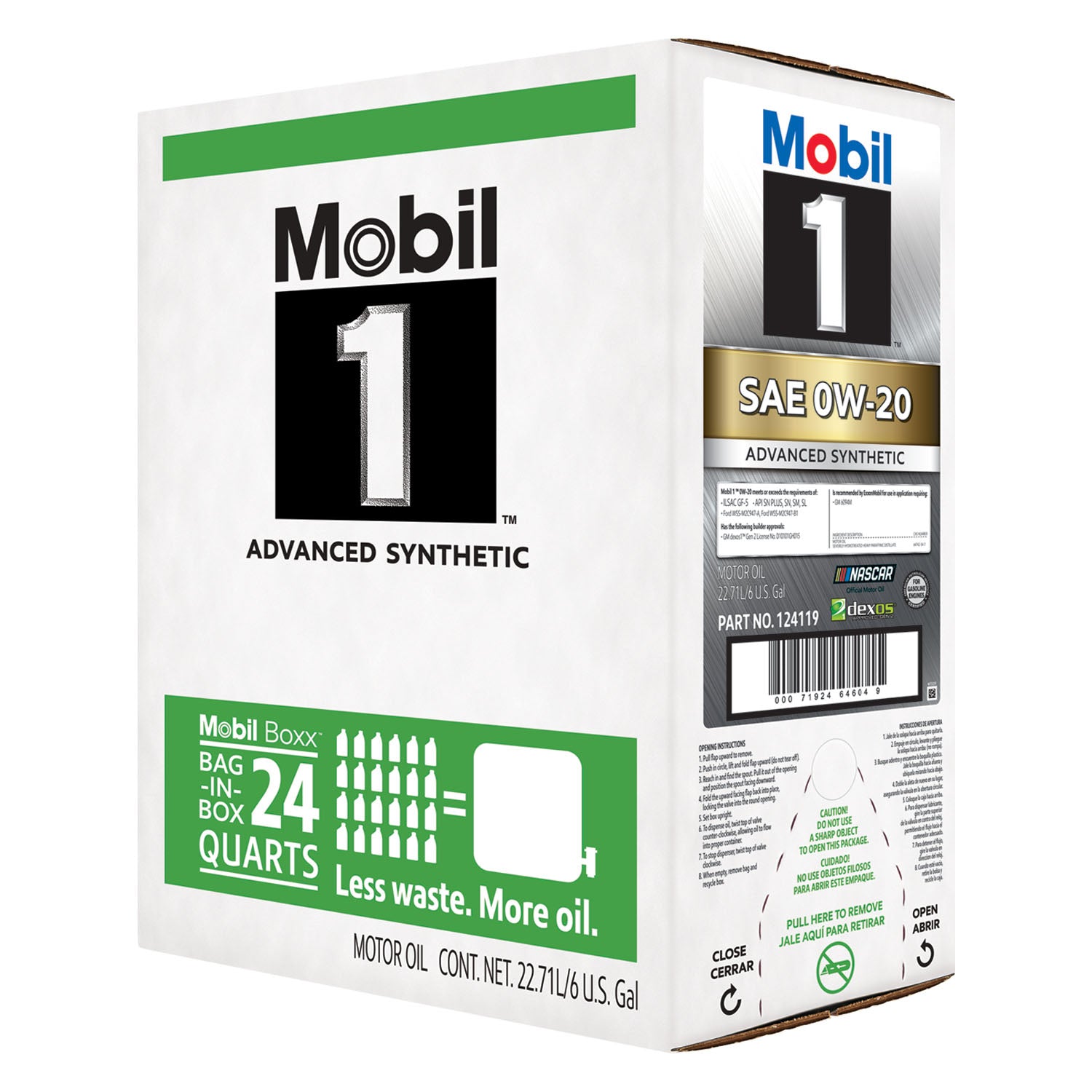 XMO 124119 Mobil 1 Advanced Fuel Economy Full Synthetic 0w-20 (6 Gal Box)