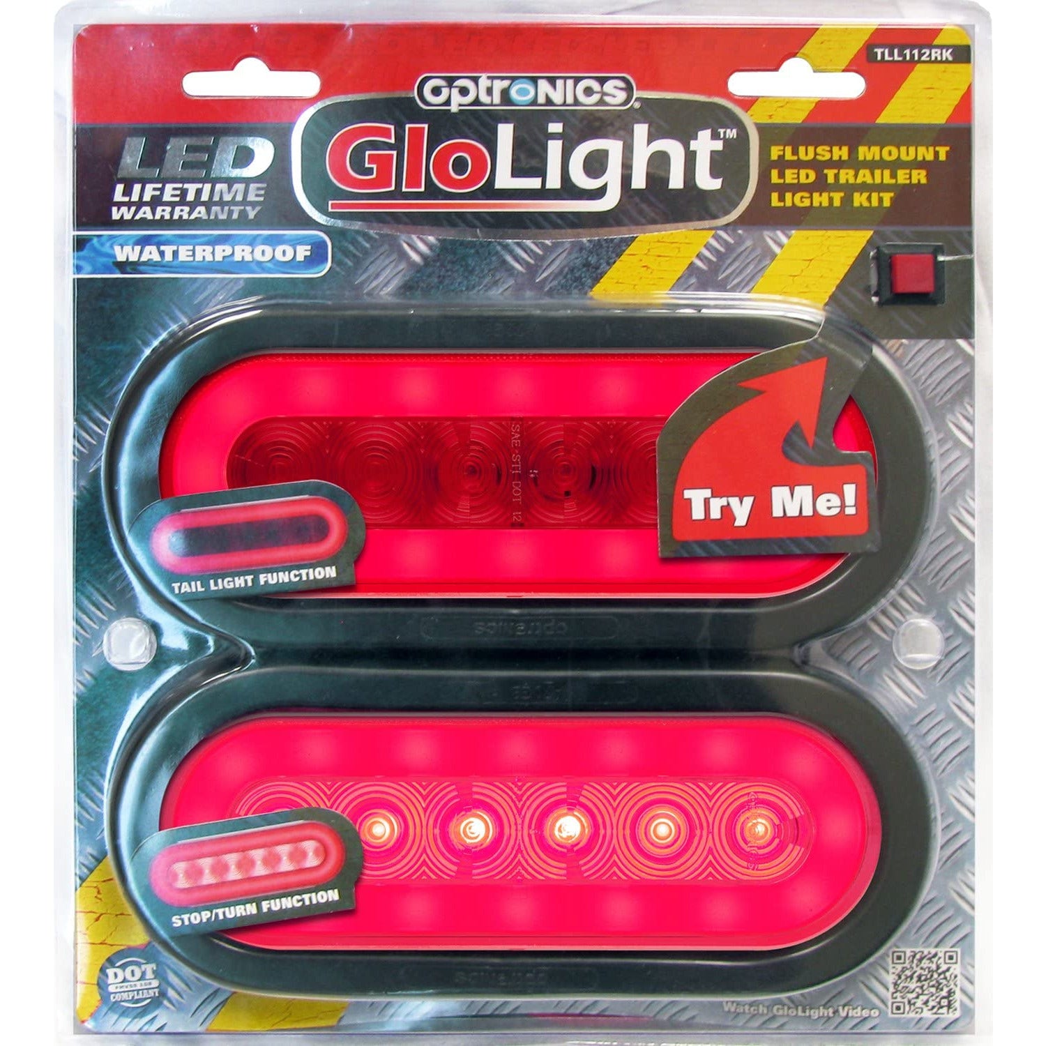 DLT TLL112RK Optronics Glolight LED Combination Trailer Tail Light Kit (6" Oval, Grommet)