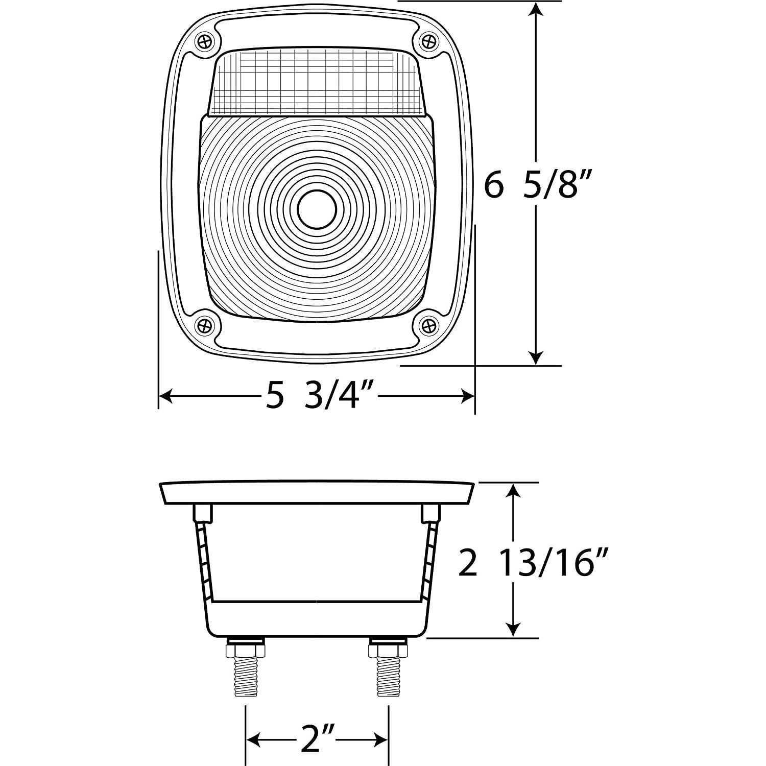 DLT ST60RS Optronics Combination Tail Light w/ Reverse & License Plate Lights (Oblong, Stud)