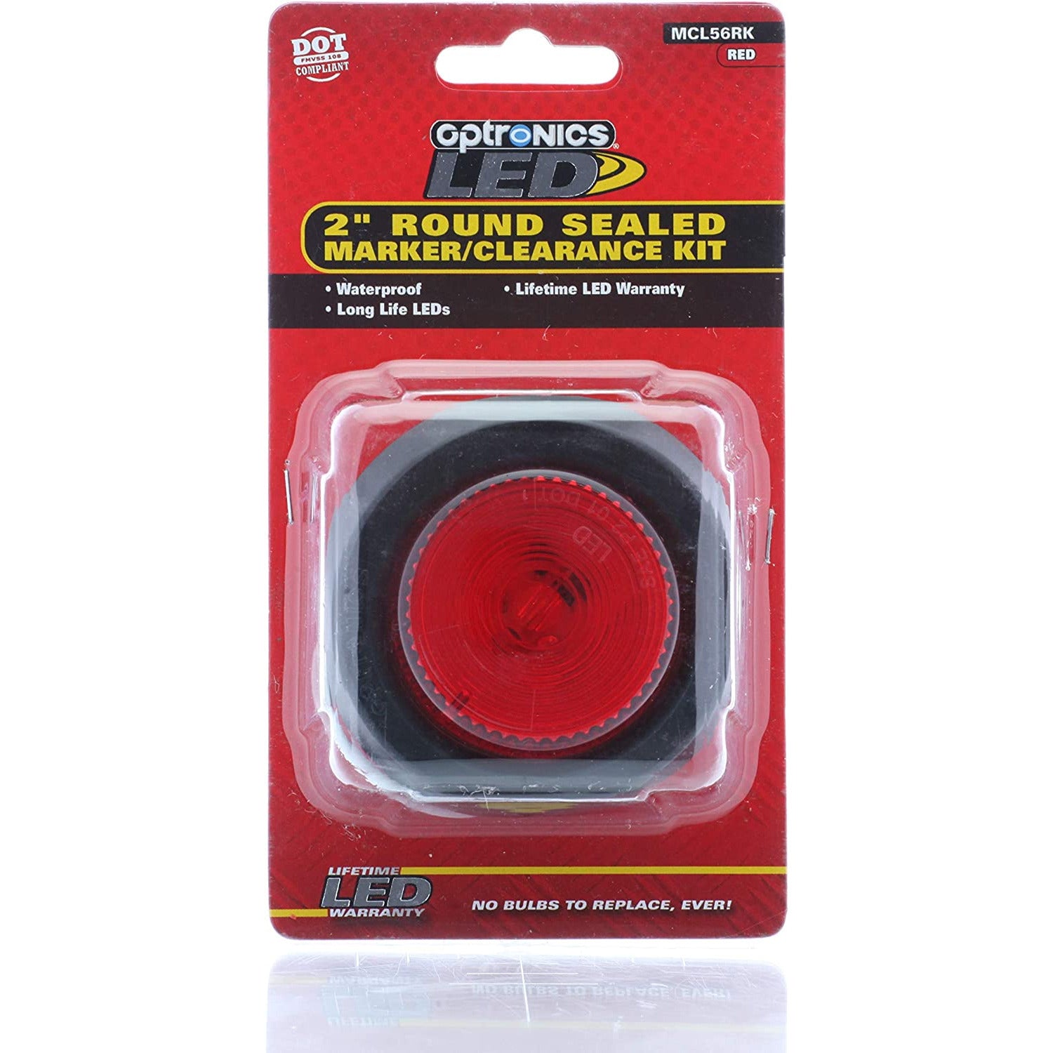 DLT MCL56RK Optronics LED Sealed Marker/Clearance Light Kit (2" Round, Red, Grommet)
